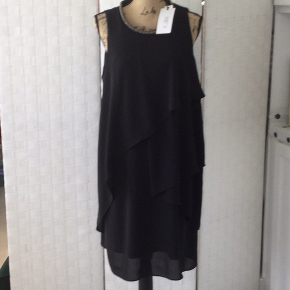 Black Dress by She’s beads around the neckline size 16 New.       #38 - Picture 2 of 11